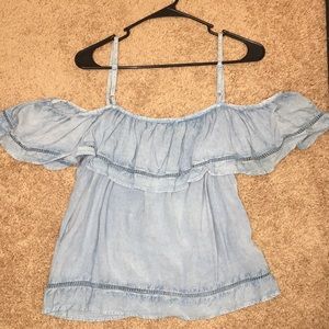 Style Envy- Blue off-shoulder top